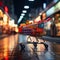 Vivid shopping experience Blurred store bokeh enriches supermarket carts dynamic presence