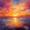 Vivid Sunrise Painting with Surreal Twist