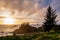 Vivid sunset along the scenic Southern Oregon Coastline in Brookings, Oregon, US