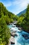 Vivid Swiss landscape with pure river stream