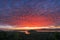 Vivid twilight Sunset or Sunrise over the sea and Tropical forest, mangrove forest . Bright Dramatic Sky. Beautiful sky and Cloud