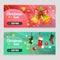 Vivid two banner christmas template with decorated bell