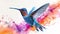 Vivid watercolor detailed illustration of hummingbird