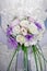 Vivid wedding bouquet at bride\'s hands