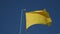 vivid yellow color flag banner flying on blue sky background with blowing wind for weather forecast