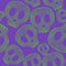 Vividl skulls on purple background - seamless psychedelic pattern