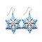 Vividly Bold Wood Snowflake Earrings In Light Blue