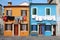 Vividly colored houses in Burano Venice