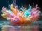 Vividly swirling paint dances on the surface of the water