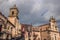 Vizzini Sicily Italy, major church, old square view, of baroque architecture