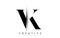VK V K Letter Logo with Creative Shadow Cut Design