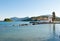 Vlacheraina monastery seen from the Kanoni on the island of Corfu, Greece.