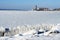 Vladivostok, Amur Bay in winter near the beach ` Jubilee`