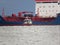 Vladivostok, Primorsky kray / Russia - September 23 2018: Oil product tanker Taganroga at anchor and pilot boat in roadstead of po