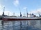 Vladivostok, Russia, 08.06.2019. Dry cargo ship Poltava in Amur Bay of the Japanese sea in the summer morning