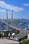 Vladivostok, Russia, August, 30,2018. Tourists looking at the bridge over The Golden horn Bay