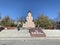 Vladivostok, Russia, October, 27, 2019.  Tourists walking in front of the chapel in the name of St. Andrew and the memorial in mem