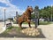 Vladivostok, Russia, September, 01, 2023.Figure of tiger made of scrap metal on the Sports promenade