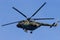Vladivostok, Russia - September,18,2018: The Russian military transport and assault helicopter Mi-8 AMTSH `Terminator`