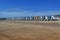 Vlissingen - beautiful sandy beach with colorful houses in a row. Sunny, quiet, relaxing place