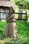 Vlkolinec, SLovakia, wooden statue of woman