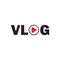 Vlog icon with play button. Vector symbol on white background