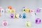 VLOG word text written on colorful cube with bokeh cube word block background