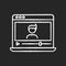 Vlogger chalk white icon on black background. Influencer on social media platform. Watch recording online. Stream video