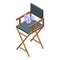 Vlogger creator chair icon isometric vector. Social podcast