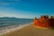 VLORA - VLORE, ALBANIA: Detail of the U8 submarine on the beach in Vlora.