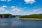 Vltava river with sailboats near Orlik nad Vltavou castle