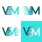 VM letters logo with accent speed green and blue