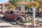 Vntage car between quiver trees at the Canyon Roadhouse