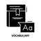 vocabulary icon, black vector sign with editable strokes, concept illustration