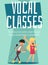 Vocal classes for children banner with singing kids flat vector illustration.