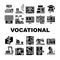 Vocational School Collection Icons Set Vector Illustration