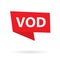 VOD Video On Demand acronym on a sticker