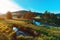 Vodice landscape with white pines and pastures, creek and untamed nature in Zlatibor region, Serbia