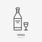 Vodka flat line icon. Vector thin sign of alcohol bottle, glass logo. Aperitif drink outline illustration for bar menu