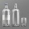 Vodka glass bottle realistic filled alcohol pack