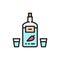 Vodka with pepper, ukrainian national alcohol flat color line icon.