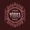 Vodka strong booze label design template. Patterned vintage frame with text on pattern background