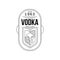Vodka vintage label design, alcohol industry monochrome badge vector Illustration on a white background