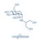 Voglibose diabetes drug molecule. Skeletal formula.