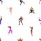 Vogue dancers, seamless pattern. Fashion modern dance style, repeating print. Endless background, sexy sassy young men