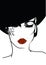 Vogue graphic woman portrait with red lips and hat