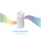 Voice assistant. Smart speaker with rainbow sound wave on white background.