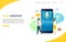 Voice assistant vector website landing page design template