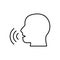 Voice control line icon. Voice command with sound waves vector illustration