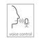 Voice identity vector line icon. Recognize audio system sign. Voiceover biometric symbol. Silhouette of man and sound